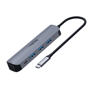 Adaptador USB Tipo-C 5 en 1 HDMI 4K + USB 3.0 + PD VegGieg V-TC05H