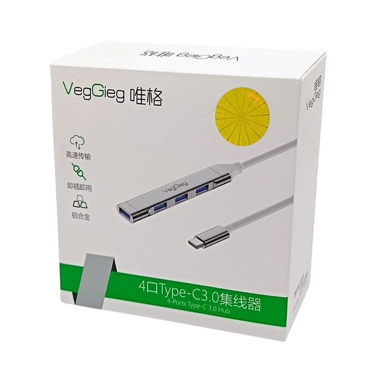 Adaptador USB Tipo-C con 4 Puertos USB 3.0/2.0 VegGieg V-K303 6