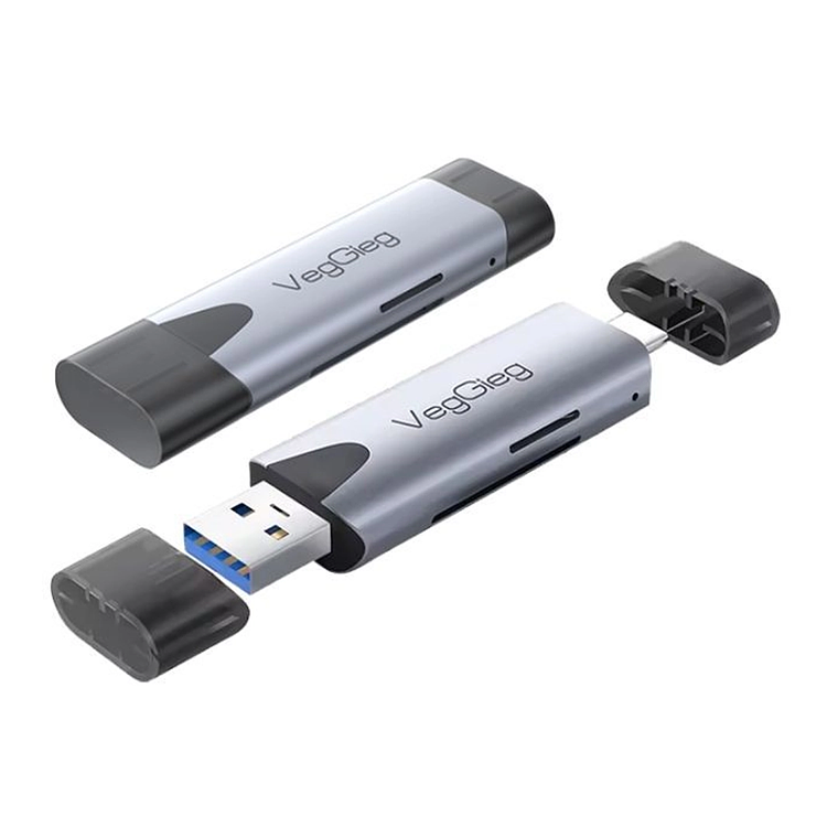 Lector de Tarjetas SD/TF USB 3.0 + Tipo-C 2 en 1 VegGieg V-C305 1