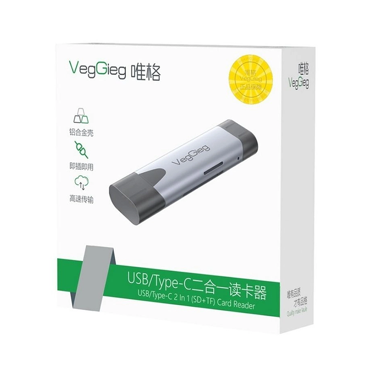 Lector de Tarjetas SD/TF USB 3.0 + Tipo-C 2 en 1 VegGieg V-C305 2