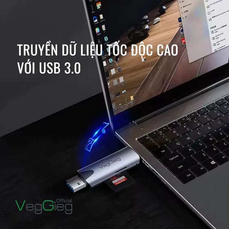 Lector de Tarjetas SD/TF USB 3.0 + Tipo-C 2 en 1 VegGieg V-C305 7