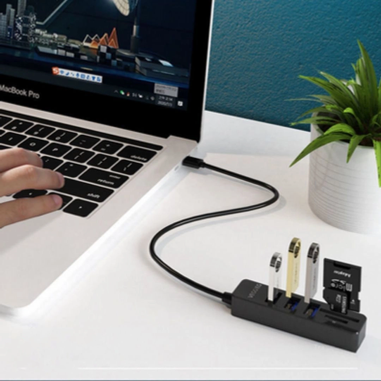 Hub USB 2.0 con 6 Puertos + Lector SD/TF VegGieg V-C306 3