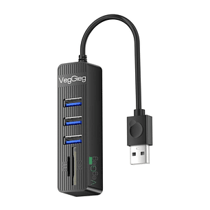 Hub USB 2.0 con 3 Puertos + Lector SD/TF VegGieg V-C303