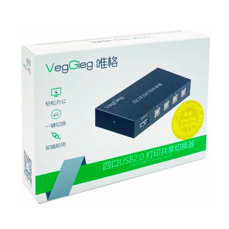 Concentrador USB 4 Puertos para Compartir Impresora VegGieg V-F402 4
