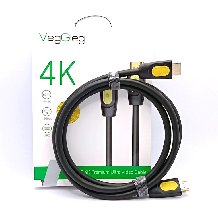 Cable HDMI 2.0 4K 60Hz VegGieg – Alta Definición y Conectores Dorado 3