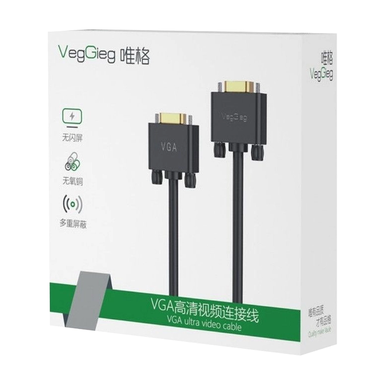 Cable VGA 3+6 Macho V2 Full HD 1920x1080 con Núcleo de Ferrita y Conectores Chapados en Oro 2