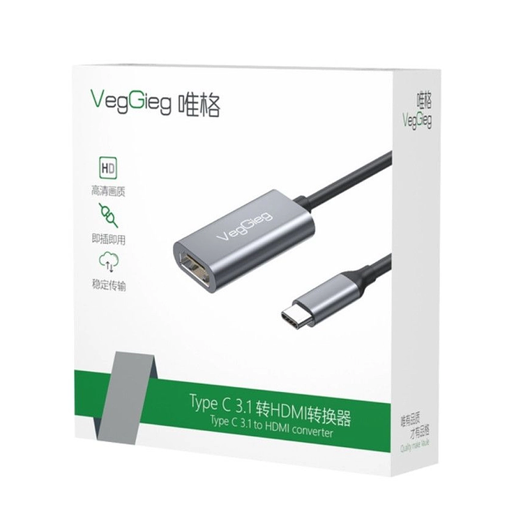 Cable Adaptador USB-C 3.1 a HDMI 4K@30Hz con Carcasa de Aluminio 4