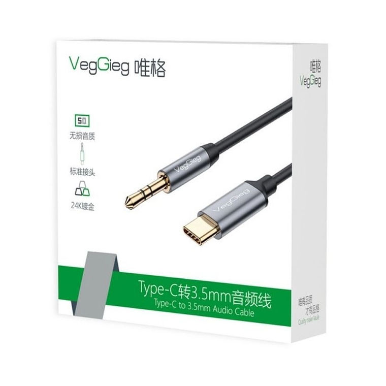 Cable adaptador de audio USB-C a 3,5 mm VegGieg V-A624 3