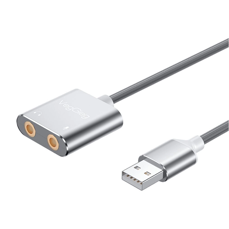 Adaptador de audio y micrófono USB a 3,5 mm VegGieg V-K103 1