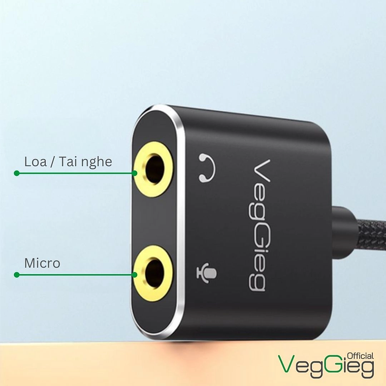 Adaptador de audio y micrófono USB a 3,5 mm VegGieg V-K103 3