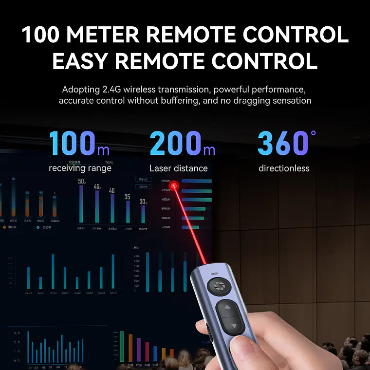 Puntero Láser Presentador VegGieg V-LP002 | Control PPT Inalámbrico | USB | 200 m Alcance 3
