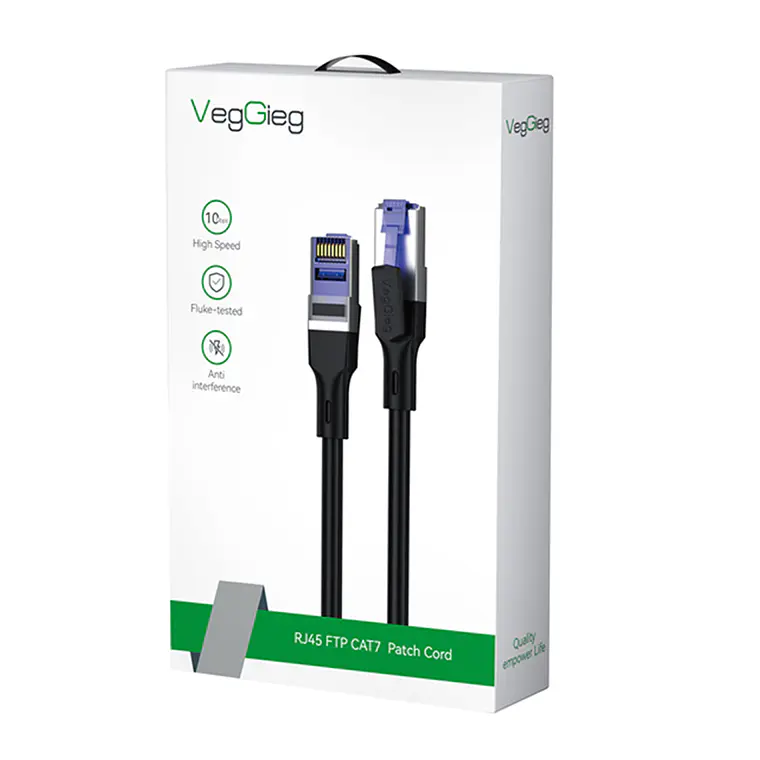 Cable de Red CAT7 10Gbps VegGieg  Blindado – Alta Velocidad Ethernet Gamer / Profesional 2