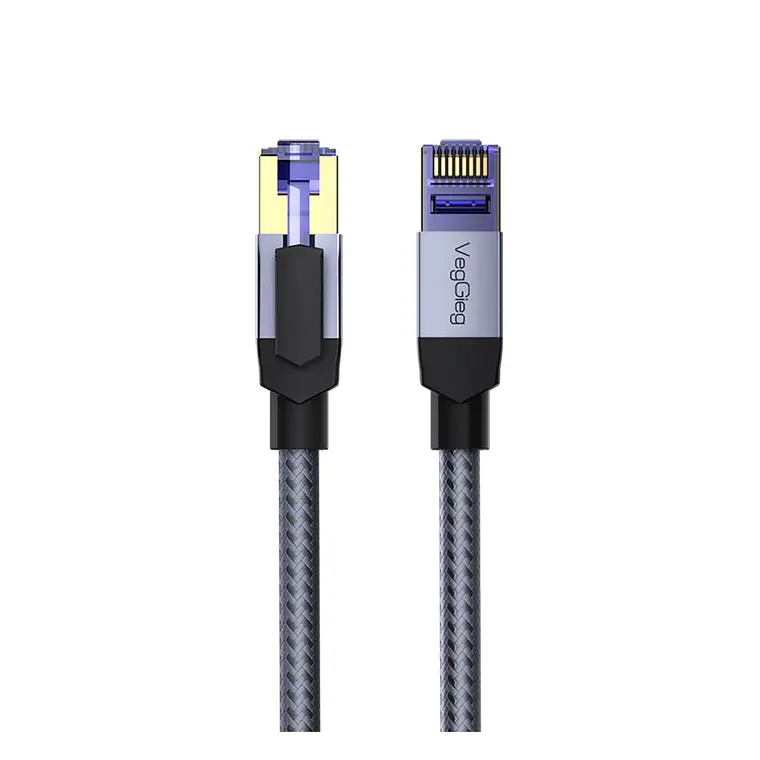 Cable de Red VegGieg CAT8 RJ45 40Gbps 2000MHz Blindado Ethernet Gamer Profesional 1