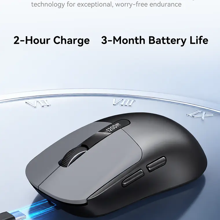 Mouse Inalámbrico VegGieg G900 | Bluetooth + 2.4 GHz | 3600 DPI | Pantalla Digital | Recargable 9