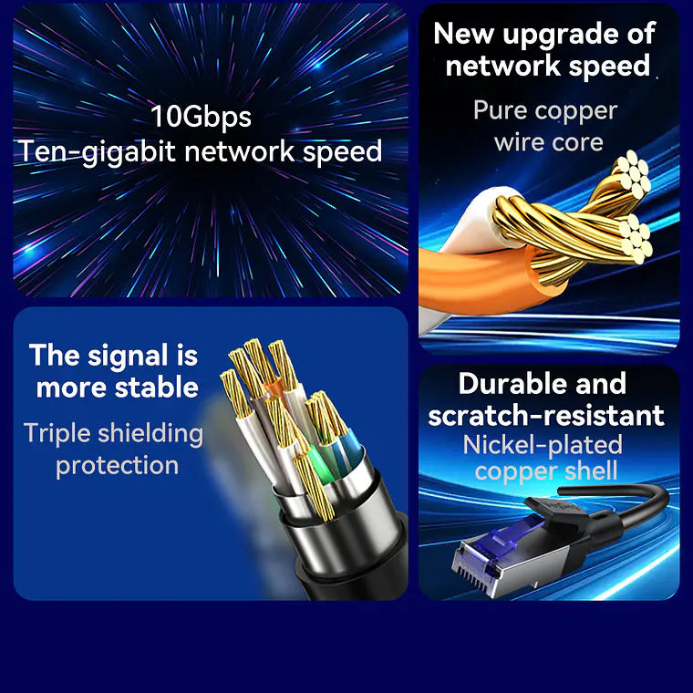 Cable de Red CAT7 10Gbps VegGieg  Blindado – Alta Velocidad Ethernet Gamer / Profesional 6