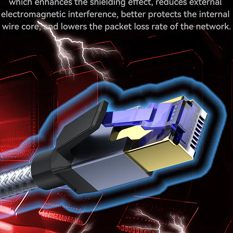 Cable de Red VegGieg CAT8 RJ45 40Gbps 2000MHz Blindado Ethernet Gamer Profesional 10