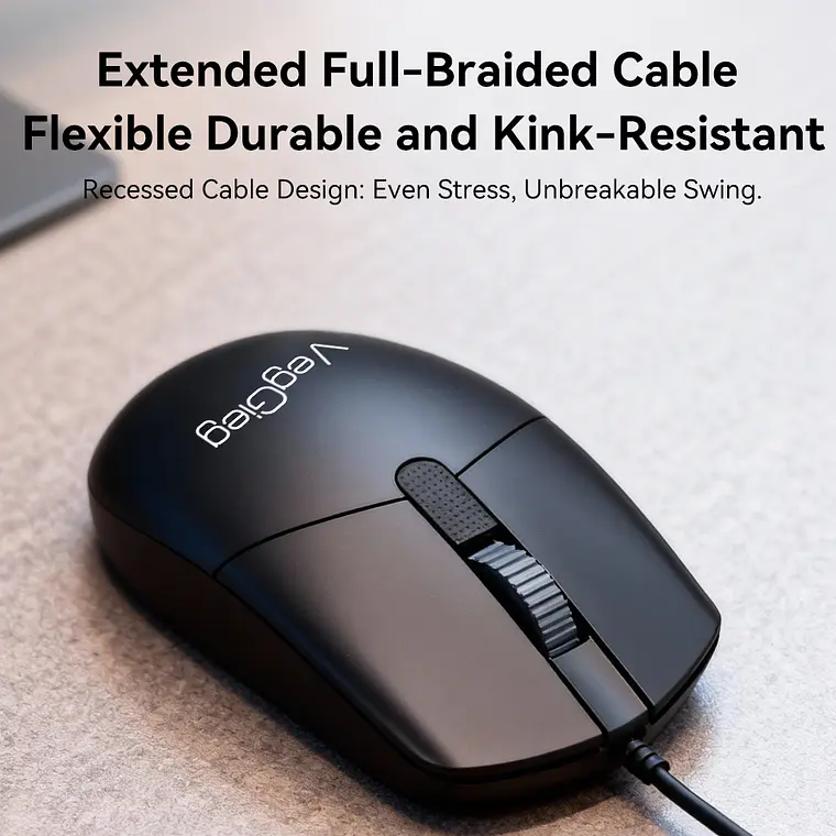 Mouse Con Cable Veggieg G005 Usb Oficina 1.8m 3 Botones 5