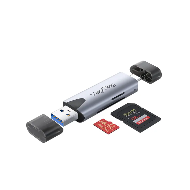 Lector De Tarjetas Sd Micro Sd 2 En 1 Usb-c Usb 3.0 Veggieg 1