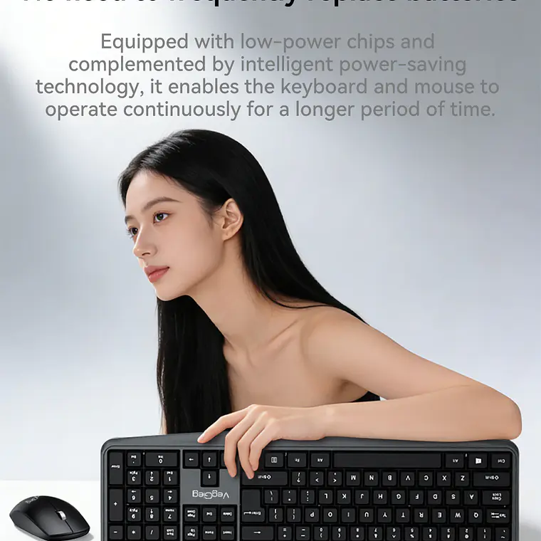 Kit Teclado Y Mouse Veggieg Mk700 Inalambrico Para Oficina 8