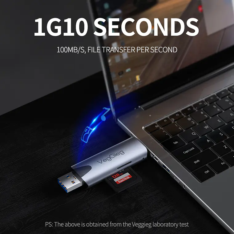 Lector De Tarjetas Sd Micro Sd 2 En 1 Usb-c Usb 3.0 Veggieg 8
