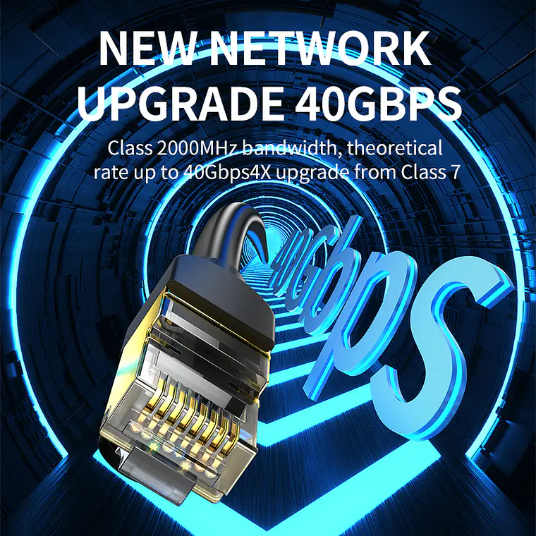 Cable de Red CAT8 RJ45 40Gbps 2000MHz Blindado Ethernet Gamer Profesional 4