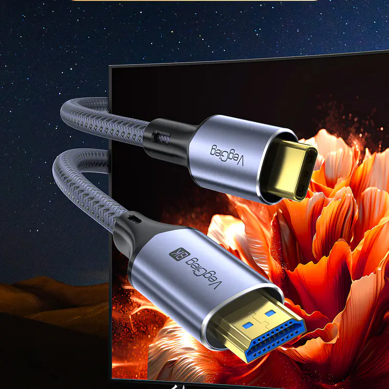 Cable Adaptador Veggieg V2.1 Tipo C A Hdmi 8k 60hz 4k 120hz 2k 240hz Hdr 48gbps 48gbps Compatible Thunderbolt 3 Monitor Tv Proyector Notebook Tablet Mac 5