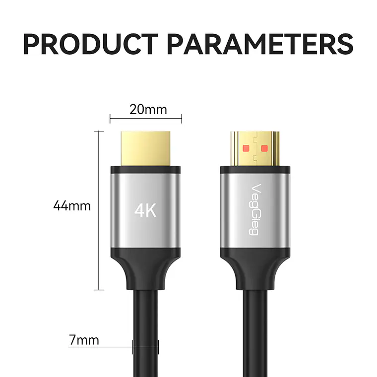 Cable HDMI Veggieg 4K 60Hz V2.0 para TV, Monitor y Consolas 12