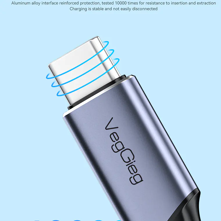 Cable Extensión USB-C VegGieg 40Gbps 240W 8K 1m Thunderbolt 4 3
