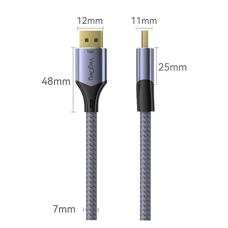 Cable Displayport Dp 2.1 16k 8k 4k 144hz/165hz/240hz  Veggieg reforzado trenzado HDR ARC 9
