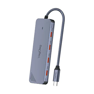 Hub Adapador Tipo C 3.2 Gen 2 A 4 Tipo C 10gbs Veggieg Gris Metalico 