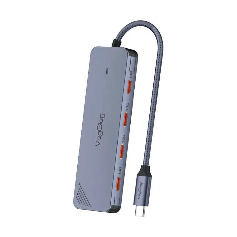 Hub Adapador Tipo C 3.2 Gen 2 A 4 Tipo C 10gbs Veggieg Gris Metalico  1