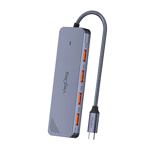 Hub Adapador Tipo C 3.2 Gen 2 A 4 Puertos Usb 10gbs Veggieg Gris metalico