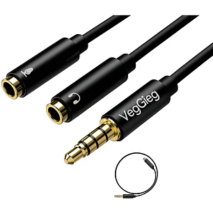 Cable Adaptador Divisor Audio De 3,5mm Auriculares Veggieg