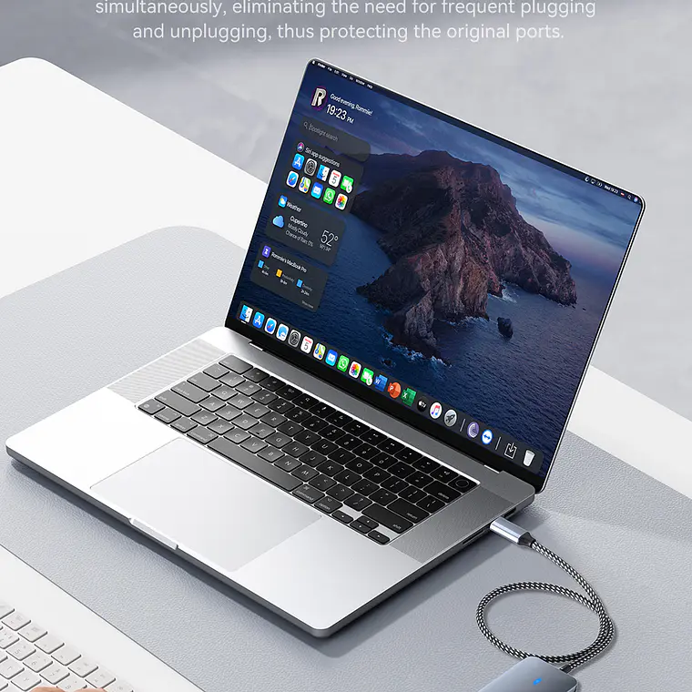 Hub Adapador Tipo C 3.2 Gen 2 A 4 Puertos Usb 10gbs Veggieg Gris metalico 8