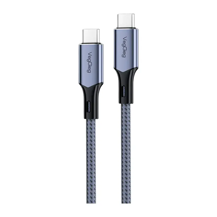 Cable Veggieg De Carga Rápida Tipo C A Tipo C 100 W Trenzado Gris 1