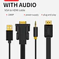 Adaptador VGA a HDMI con Audio y USB – VEGGIEG | 1080P Full HD 1.5 / 3 / 5 Metros - Miniatura 10
