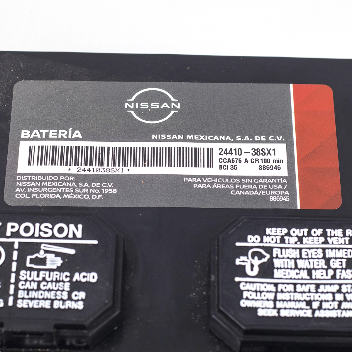 Bateria nissan polos inv. 12 volts 24410f40x6 2441038sx1