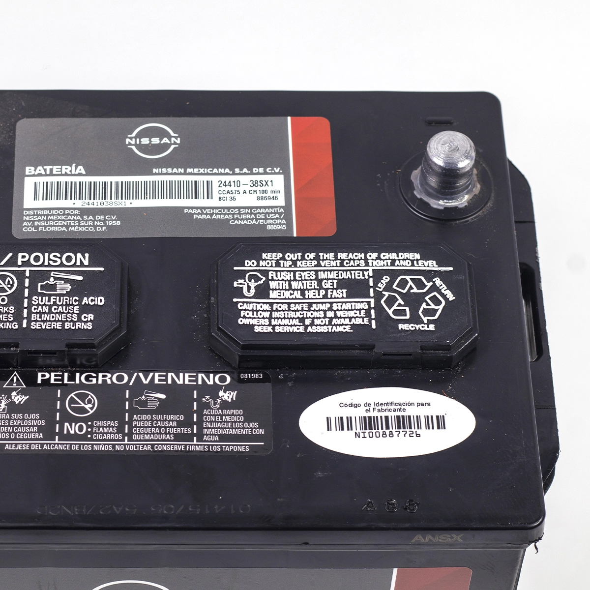 Bateria nissan polos inv. 12 volts 24410f40x6 2441038sx1