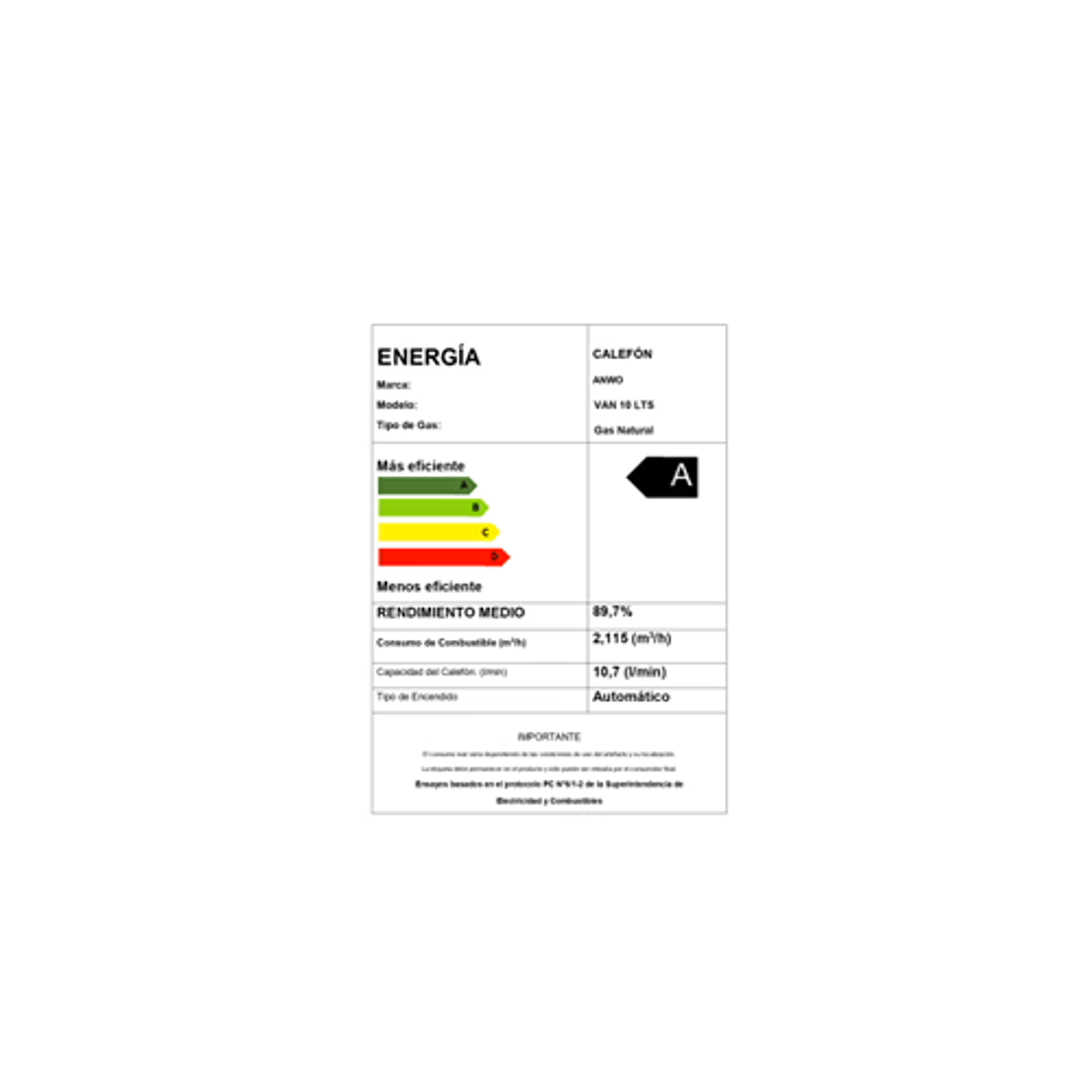 CALEFON MURAL ANWO 24 L/M HITECH HYDRO 42 TIRO FORZADO LPG 2