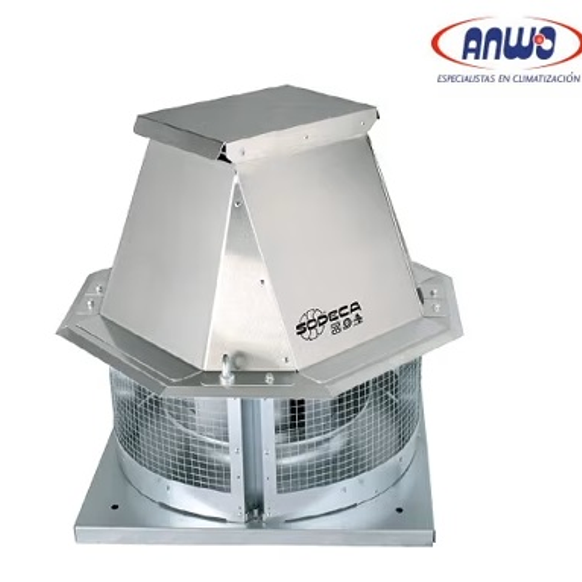 EXTRACTOR CENTRIFUGO TEJADO SALIDA LATERAL ALABE A REACCION IP55 1380 RPM 220V QMAX 7000M3H 1