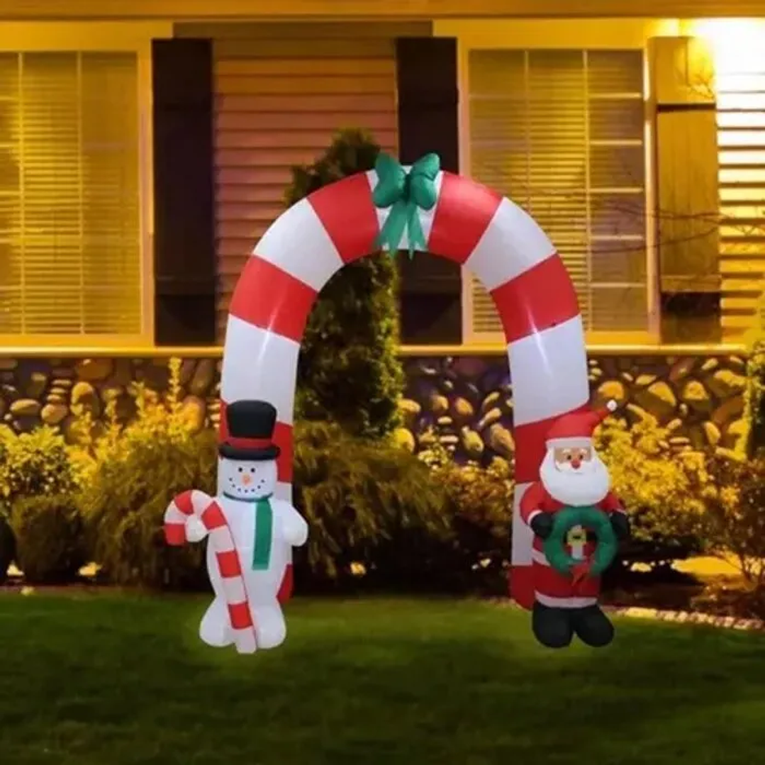 Arco Inflable De Navidad Con Santa + Muñeco De Nieve Navidad 1