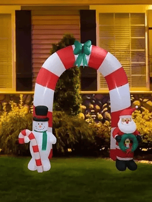 Arco Inflable De Navidad Con Santa + Muñeco De Nieve Navidad