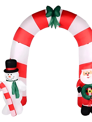 Arco Inflable De Navidad Con Santa + Muñeco De Nieve Navidad