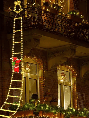 Muñeco De Hombre Viejo De Christmas, Trepando Escalera