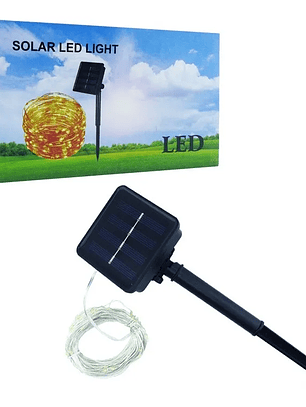 Tira Led Solar De 12 Mts Con Estaca De Luz Calida. Negro NAVIDAD