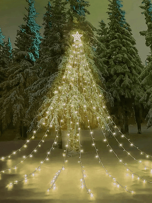 Luces Navideñas Punta Arbol Estrella Con Cortina Luz Agregar a favoritos