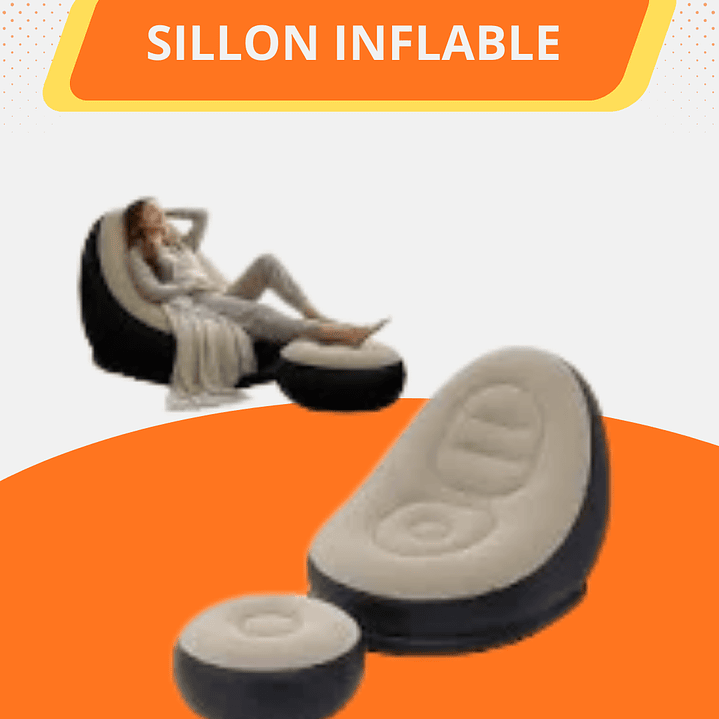 Sofá Sillón Tumbona Inflable con Reposapiés Café 1