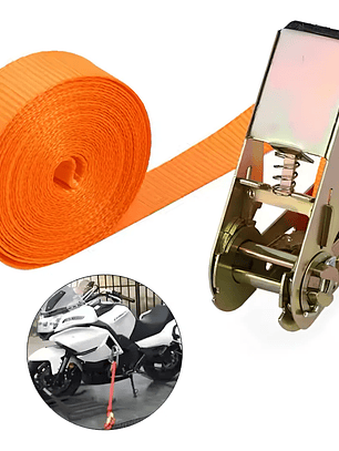 Eslinga Amarre 2,5mts Correa Carga 25mm Cuerda Tension Naranja