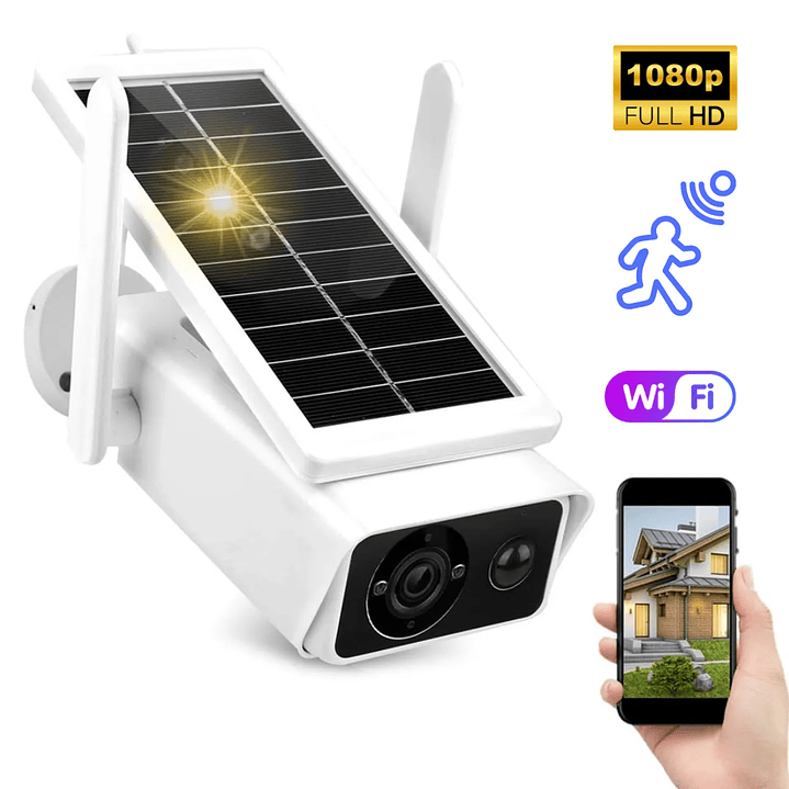 Cámara de Seguridad con Panel Solar WiFi FHD 1080P Visión Nocturna Lantun ABC-Q1 1