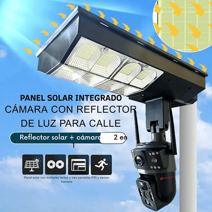 Foco + Cámara Solar y Panel Incorporado Pro 1